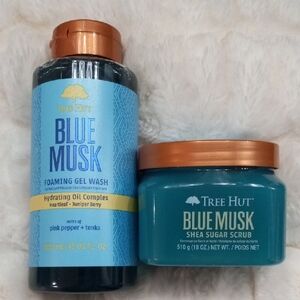 Tree Hut Blue Musk Foaming Gel Wash & Shea Sugar Scrub - Blue